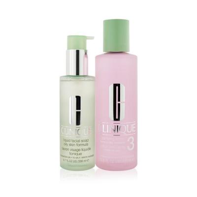 Clinique Cleansing + Exfoliation Set: Clarifying Lotion 3 400ml/13.5oz + Liquid Facial Soap Oily Skin Formula 200ml/6.7oz 2pcs