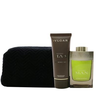 Bvlgari Man Wood Essence Coffret: Eau De Parfum Spray 100ml/3.4oz + After Shave Balm 100ml/3.4oz + Pouch (X'mas Edition) 2pcs+Pouch