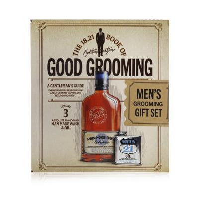 18.21 Man Made Book of Good Grooming Gift Set Volume 3: Absolute Mahogany (Wash 532ml + Oil 60ml ) 2pcs