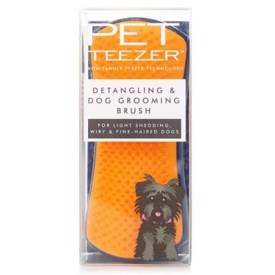 Tangle Teezer Pet Teezer Detangling & Dog Grooming Brush (For Light Shedding, Wiry & Fine Haired Dogs) - # Navy / Orange 1pcs