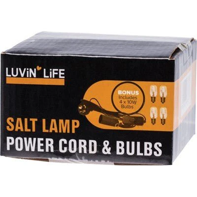 Luvin Life Replacement Salt Lamp Cord & 4 Bulbs 10 Watt