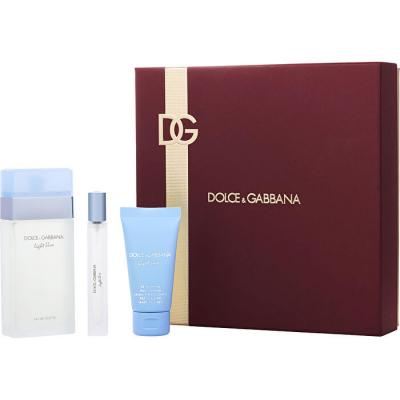 Dolce & Gabbana D & G Light Blue Eau De Toilette Spray 90ml/3.3oz & Body Cream 30ml/1.6oz & Eau De Toilette Travel Spray 0.33oz
