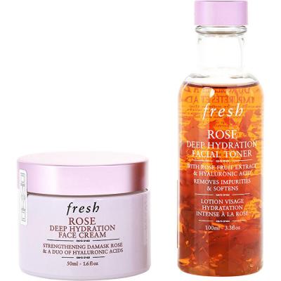 Fresh Deep Hydration Duo For Women - 2 Pc 90ml/3.3oz Rose Deep Hydration Facial Toner 30ml/1.6oz Rose Deep Hydration Face Cream 90ml/3.3oz