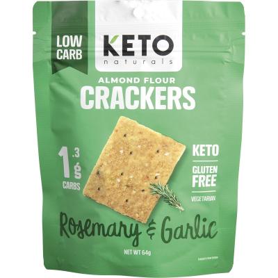 Almond Flour Crackers Rosemary & Garlic 8x64g