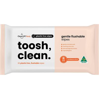 Toosh Clean Flushable Plastic Free Wipes 80pk