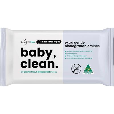 Baby Clean Extra Gentle Plastic Free Wipes 120pk