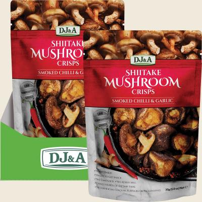 Shiitake Mushroom Crisps Smoked Chilli & Garlic 12x30g Shiitake Mushroom Crisps Smoked Chilli & Garlic 12x30g