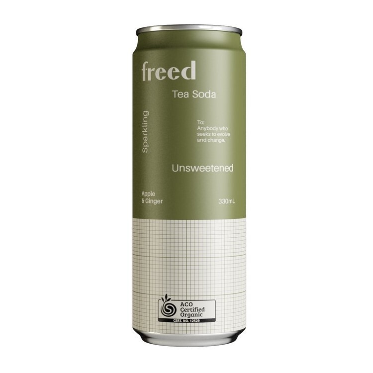 FREED BEVERAGES Organic Sparkling Tea Soda - Apple & Ginger 12x 330ml
