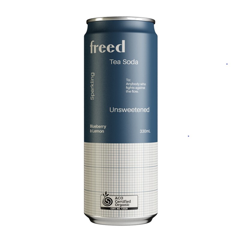 FREED BEVERAGES Organic Sparkling Tea Soda - Blueberry & Lemon 12x 330ml