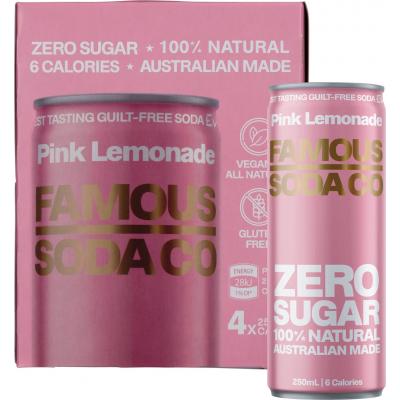 Zero Sugar Soda Pink Lemonade 4x250ml