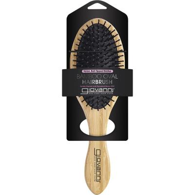 Bamboo Hair Brush Oval Nylon Ball Tipped Bristles