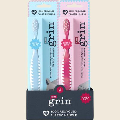 100% Recycled Toothbrush Kids Extra Soft Pink, Blue x8