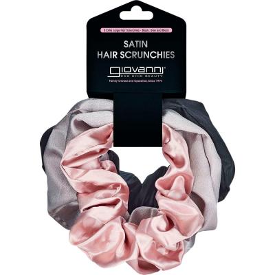 Satin Hair Scrunchies Blush, Grey, Black Extra large 3pk