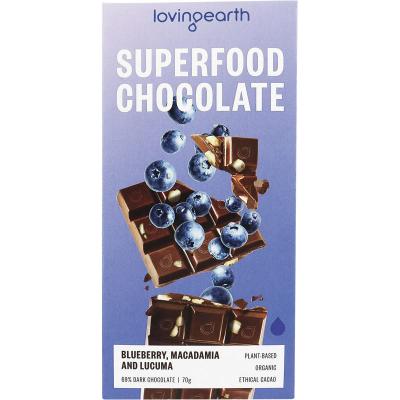 Superfood Chocolate Blueberry, Macadamia & Lucuma 11x70g