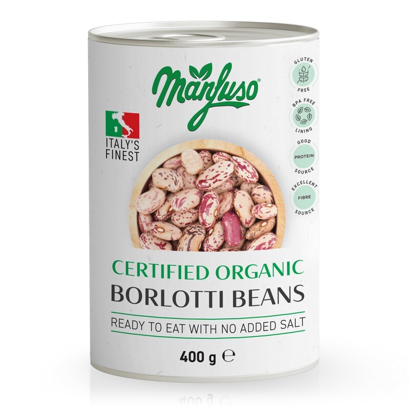 MANFUSO Organic Borlotti Beans 400g