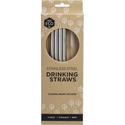 Stainless Steel Straws Straight 4pk