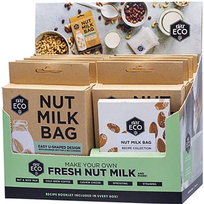 Nut Milk Bag Counter Display with Recipe Booklets x9