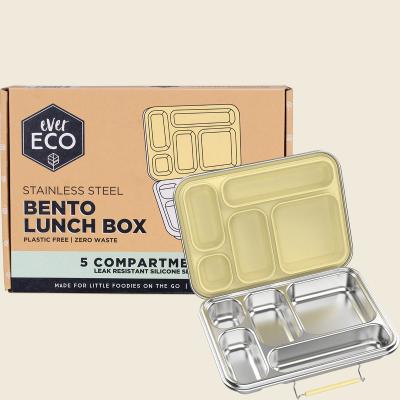 Stainless Steel 5 Compartment Bento Lunch Box Buttercup 1pc