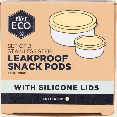 Stainless Steel Leakproof Snack Pods Buttercup 2pk