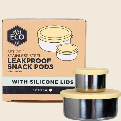 Stainless Steel Leakproof Snack Pods Buttercup 2pk