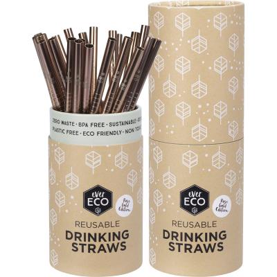 Stainless Steel Straws Straight RoseGold Counter Display x25