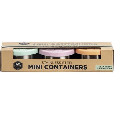 Stainless Steel Mini Containers Pastel Leak Resistant 3pk