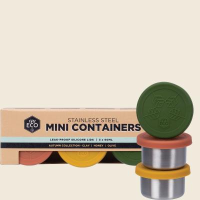 Stainless Steel Mini Containers Autumn Leak Resistant 3pk