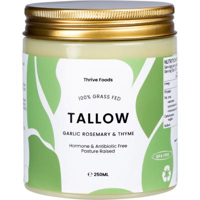 100% Grass Fed Tallow Garlic, Rosemary & Thyme 250ml