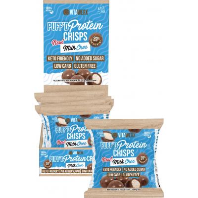 Puff'd Protein Crisps Milk Choc 10x60g