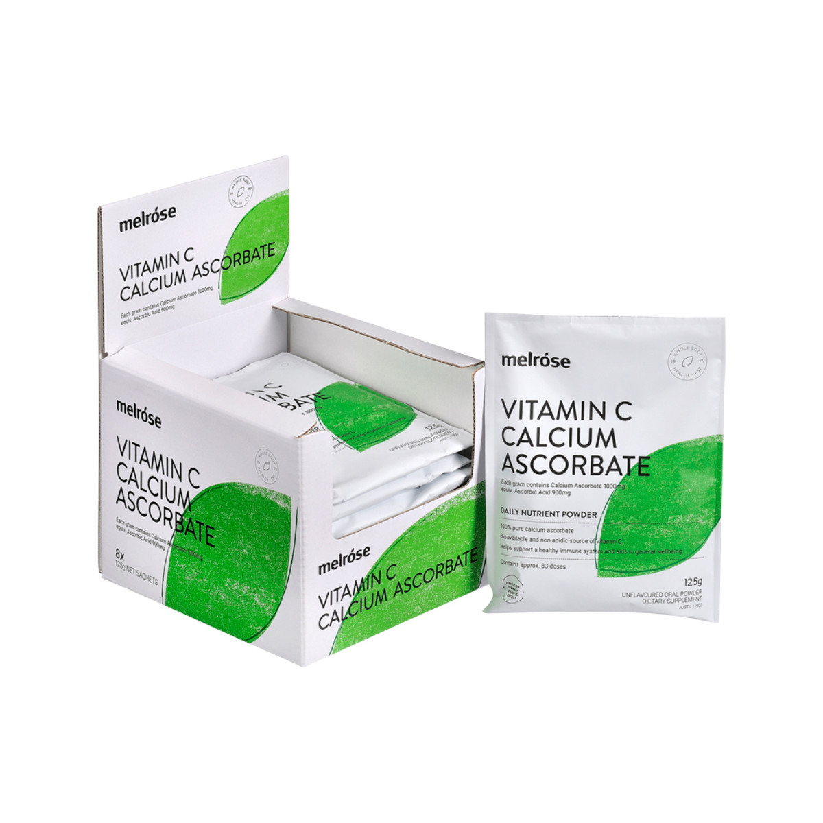 Melrose Vitamin C Calcium Ascorbate 125g x 8 Pack