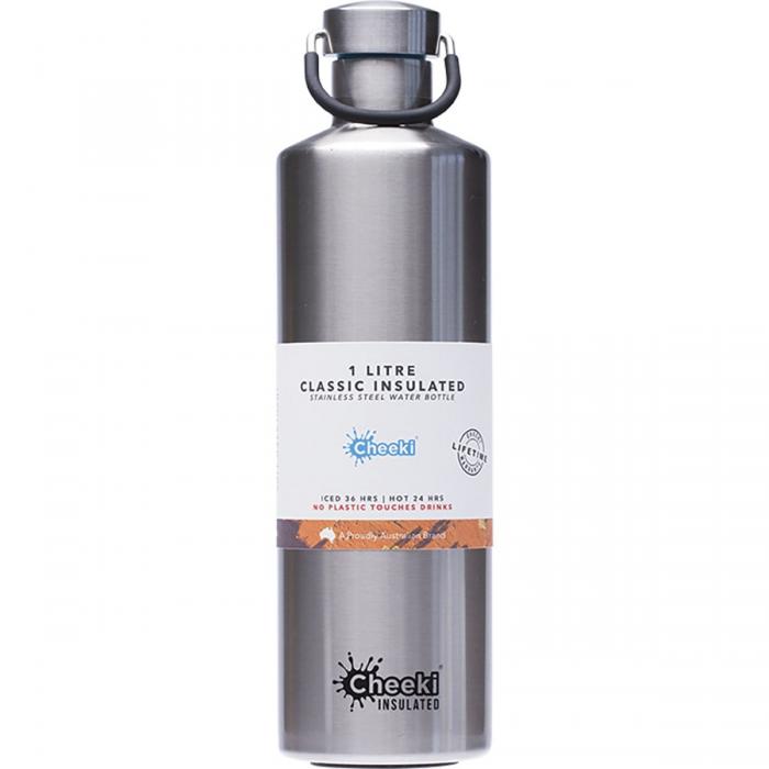 Stainless Steel Bottle Insulated Silver 1L - Click Image to Close